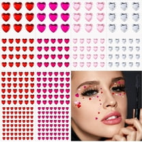 Heart Rhinestones Face Sticker Acrylic Heart Gems Stickers Crystal Sticker Self Adhesive Flat Back Heart Rhinestone Sticker for Valentine's Day DIY Crafts