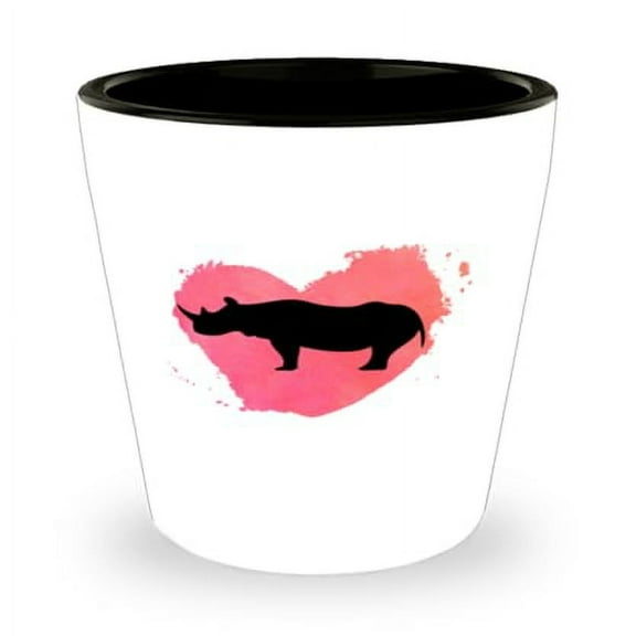 Heart Rhinoceros Conservation Shot Glass, Wildlife Themed Mini Glassware, Unique 1.5oz Cup Gift for Nature Lovers