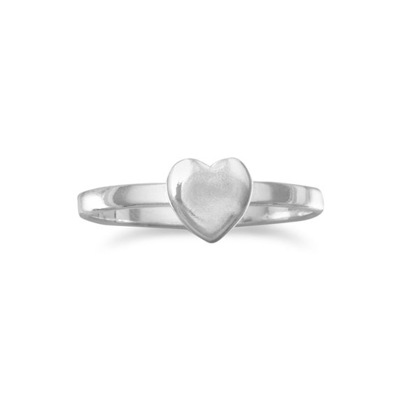 Heart Ring Polished Sterling Silver with 7mm Heart, Sizes 3 to 9