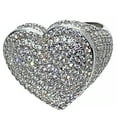 thumbnail image 1 of Heart Ring Real Solid 925 Sterling Silver Hip Hop Jewelry Huge Iced Finger Bling Size 9, 1 of 11