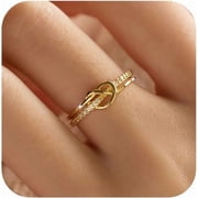 Heart Rings for Women Mother Daughter Friendship Knot Ring Promise Ring for Her 925 Sterling Silver 14K Gold Plated Cubic Zirconia Stackable Ring Purity Rings Birthday Graduation Gifts
