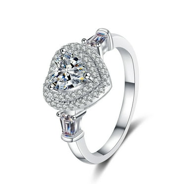 Heart Rings for Women,925 Sterling Silver Engagement Wedding Rings,1 ct D Color VVS1 Moissanite Diamond Ring for Anniversary Promise with Certificate