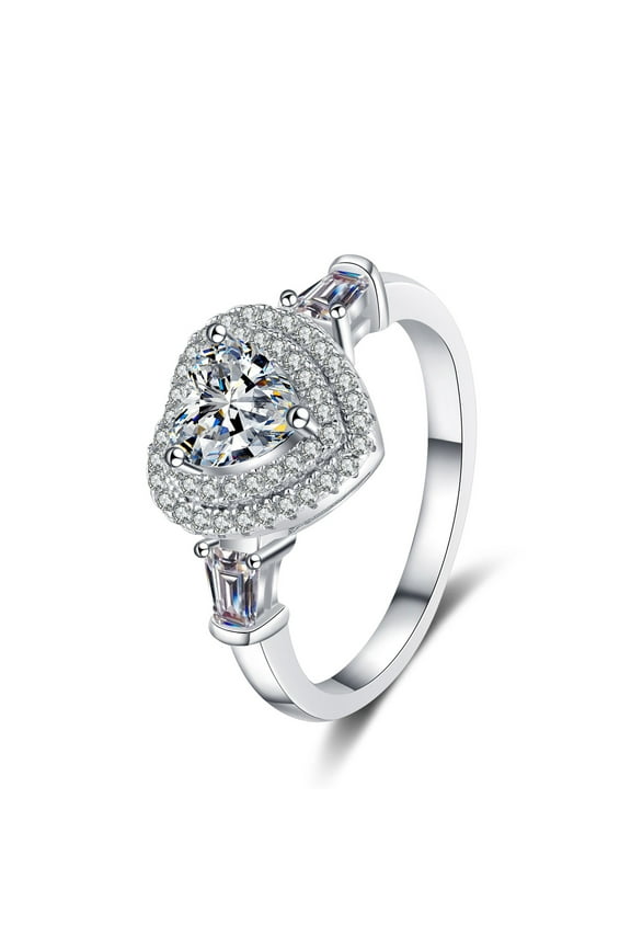 Heart Rings for Women,925 Sterling Silver Engagement Wedding Rings,1 ct D Color VVS1 Moissanite Diamond Ring for Anniversary Promise with Certificate