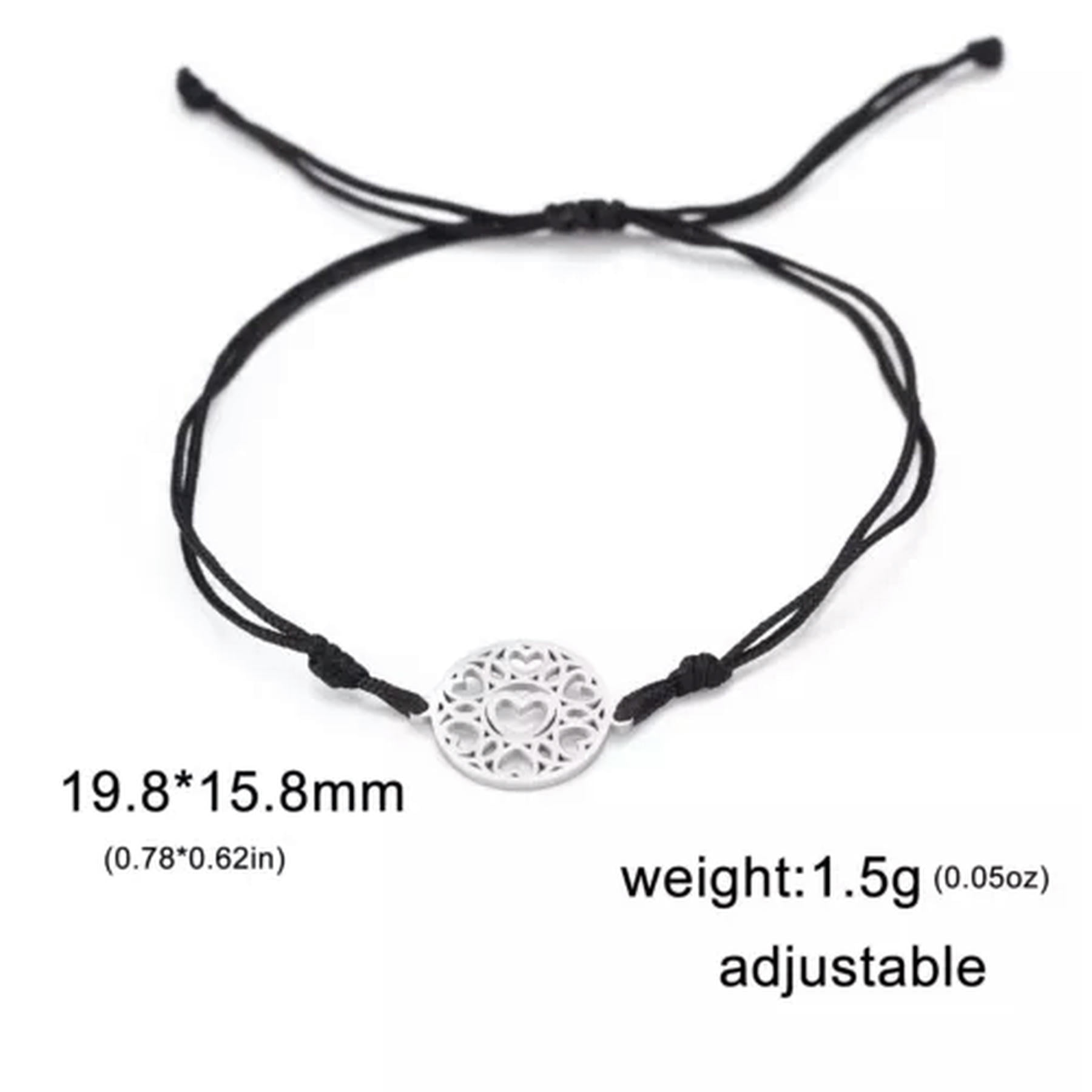 Heart Round Charm Bracelet Women Stainless Steel Box Chain Bracelet