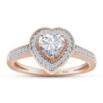 thumbnail image 1 of Heart & Round Cut White Cubic Zirconia Love Heart Halo Ring In 14K Rose Gold Plated 925 Sterling Silver (Color: White, Clarity: VVS1-VVS2) -6.5, 1 of 7