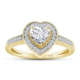 thumbnail image 1 of Heart & Round Cut White Cubic Zirconia Love Heart Halo Ring In 14K Yellow Gold Plated 925 Sterling Silver (Color: White, Clarity: VVS1-VVS2) -8.5, 1 of 7