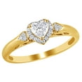 thumbnail image 1 of AFFY Heart & Round Cut White Natural Diamond Frame Engagement Ring in 14K Yellow Gold (0.37 cttw), 1 of 1
