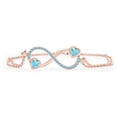 thumbnail image 1 of AFFY Heart & Round Shape Simulated Aquamarine Infinity Heart Chain Bracelets In 14k Rose Gold Over Sterling Silver -8.5", 1 of 7