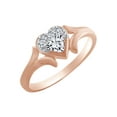 thumbnail image 1 of AFFY Heart & Round Shape White Cubic Zirconia Heart Promise Ring In 14k Rose Gold Over Sterling Silver Ring Size-10.5, 1 of 1