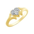 thumbnail image 1 of AFFY Heart & Round Shape White Cubic Zirconia Heart Promise Ring In 14k Yellow Gold Over Sterling Silver Ring Size-12, 1 of 1