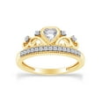 thumbnail image 1 of AFFY Heart & Round White Cubic Zirconia Womens Crown Ring In 14k Yellow Gold Over Sterling Silver Ring Size-6, 1 of 6