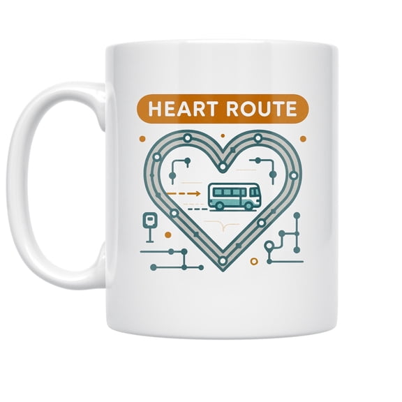 Heart Route Design - School Bus Driver - 11 oz Ceramic Coffee Mug