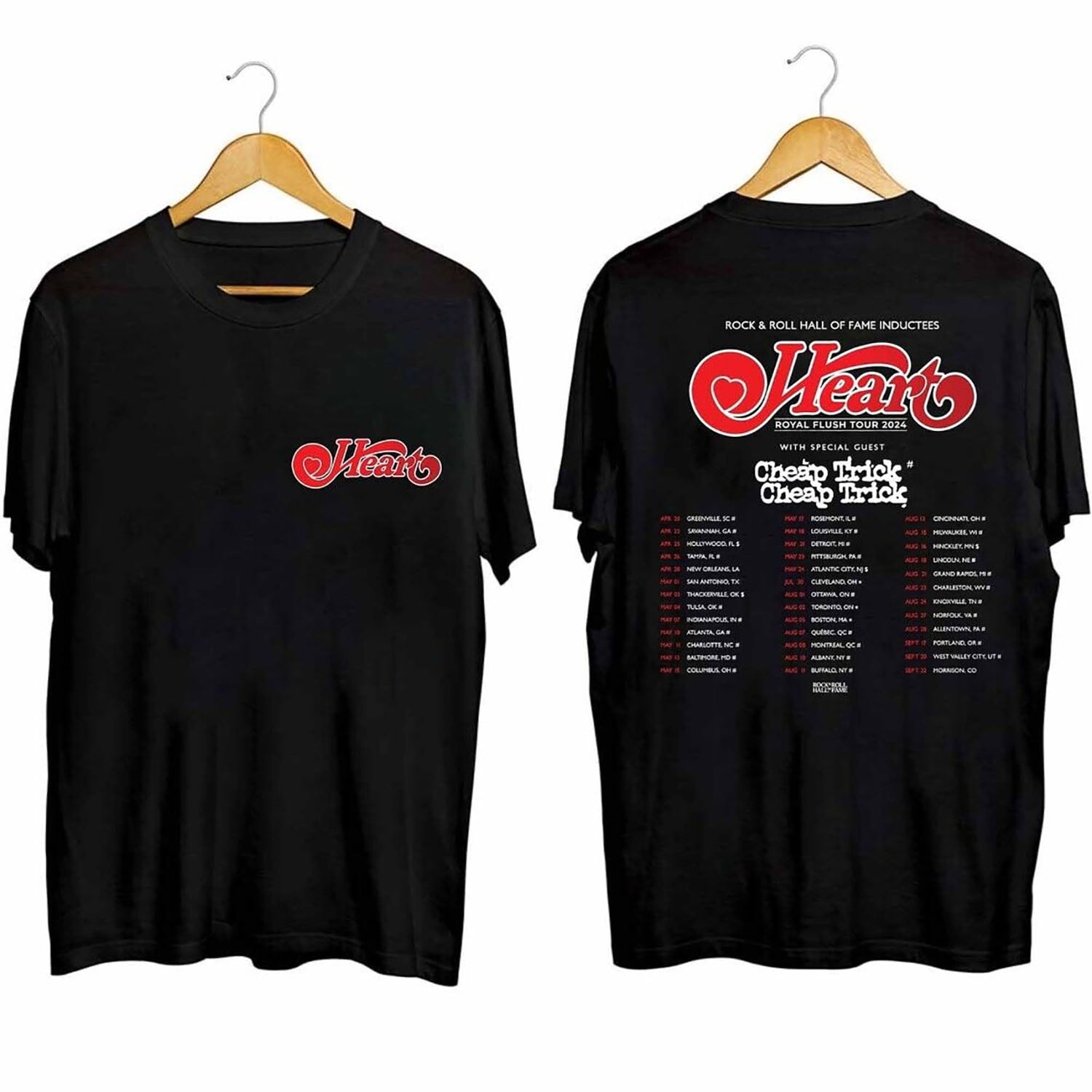 Heart Royal Flush Tour 2024 Rock Band Music Tour TShirt Black Gift