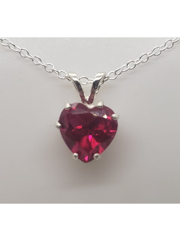 Heart Ruby Sterling Silver Necklace