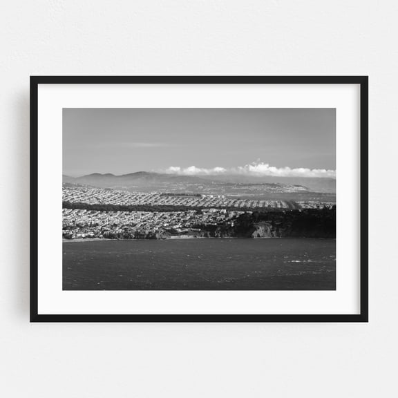 The Heart of San Francisco B&W - San Francisco California Photography Black and White Coastal City Ocean Landscape Architecture Scenic Black Framed Wall Art Print 5 x 7 inches