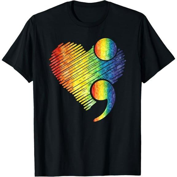 Heart Semicolon Suicide Mental Health Awareness Prevention T-Shirt