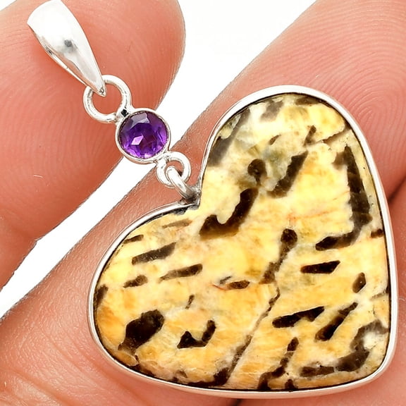 Heart - Septarian - Dragon Stone & Amethyst 925 Silver Pendant Jewelry P-1098 SDP150131