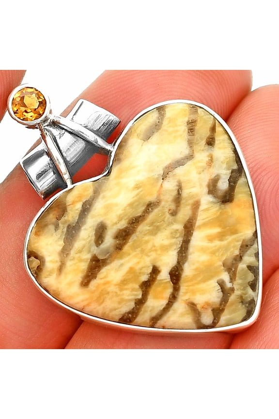 Heart - Septarian - Dragon Stone & Citrine 925 Silver Pendant Jewelry P-1159 SDP149820