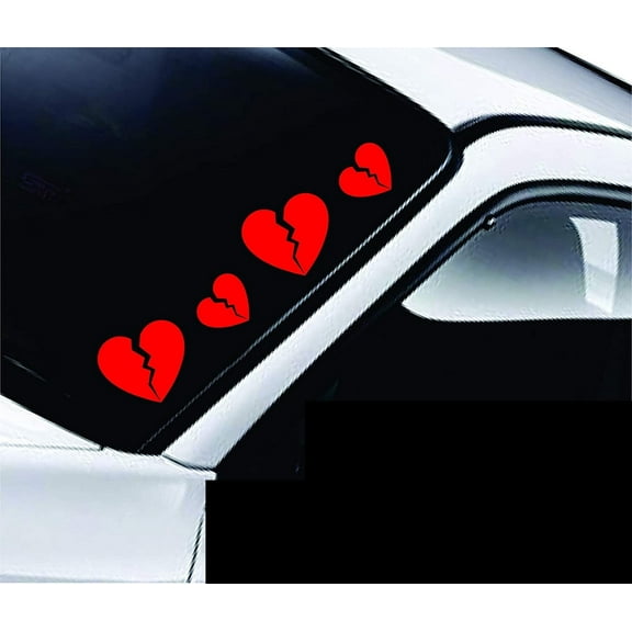Heart Set of 10 Wall Decal Sticker Vinyl Car Truck Window Windshield Laptop Funny Quote Wife Family Cute Dad Mom Men Love Sad