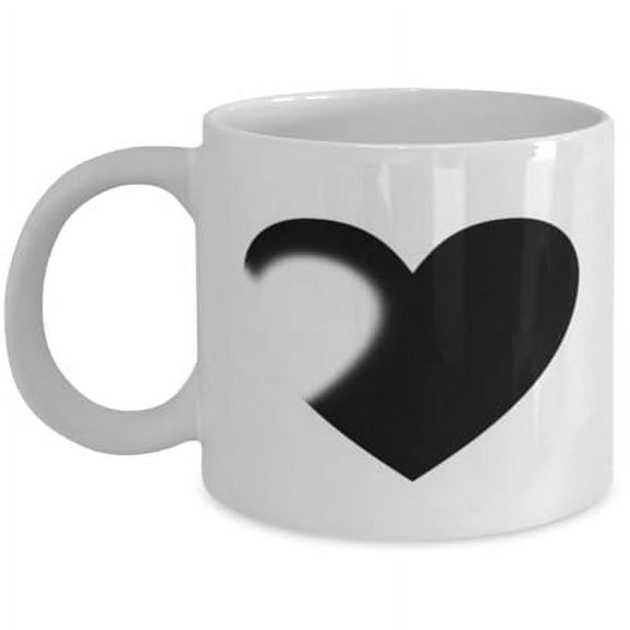 Heart Shadow Silhouette 11 oz Coffee Mug - Romantic Gift for Couples White Ceramic