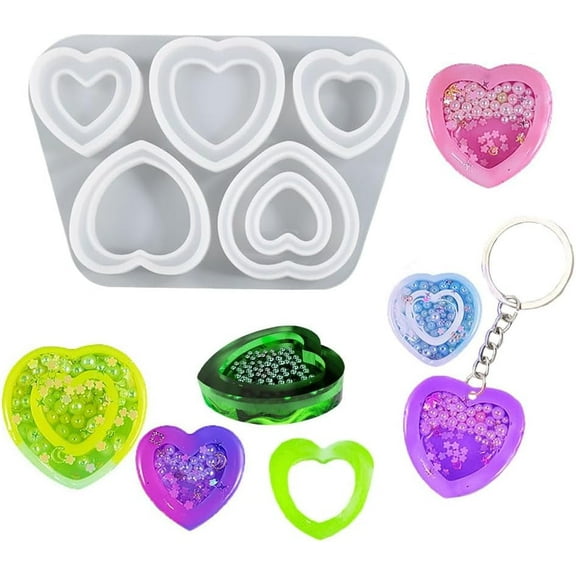 Heart Shaker Resin Molds,Hollow Heart Epoxy Resin Molds,Jewelry Molds for Epoxy Resin DIY Quicksand Pendant, Necklace,Craft Making