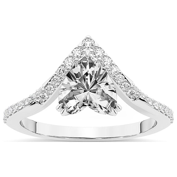 Heart Shape 1 Carat IGI Certified Lab Grown Diamond Ring | 14K White Gold | Athena Chevron Twist Diamond Ring | FG-VS1-VS2 Quality Friendly Diamonds