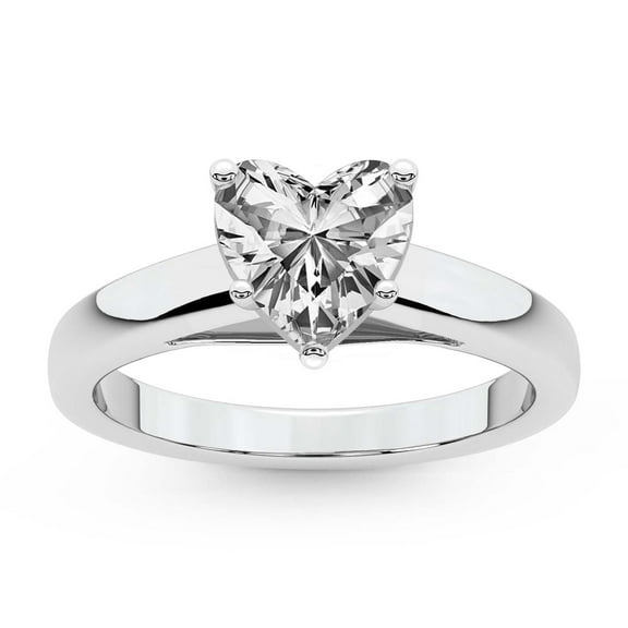 IGI Certified 1 Carat Heart Shape Lab Grown Diamond Engagement Ring | 14K White Gold | Allen Flat Band Solitaire Lab Diamond Ring | FG-VS1-VS2 Quality Friendly Diamonds
