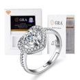 thumbnail image 1 of Heart Shape 1 Carat Round cut Moissanite Diamond VVS1 D Color multi-stone Engagement Ring in White Gold Plated Silver Wedding Jewelry for Women with Adjustable Open, 1 of 6