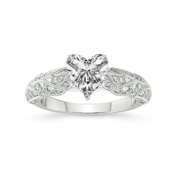Heart Shape 2 Carat IGI Certified Lab Grown Diamond Ring | 14K White Gold | Vintage Willow Lab Diamond Engagement Ring | FG-VS1-VS2 Quality Friendly Diamonds