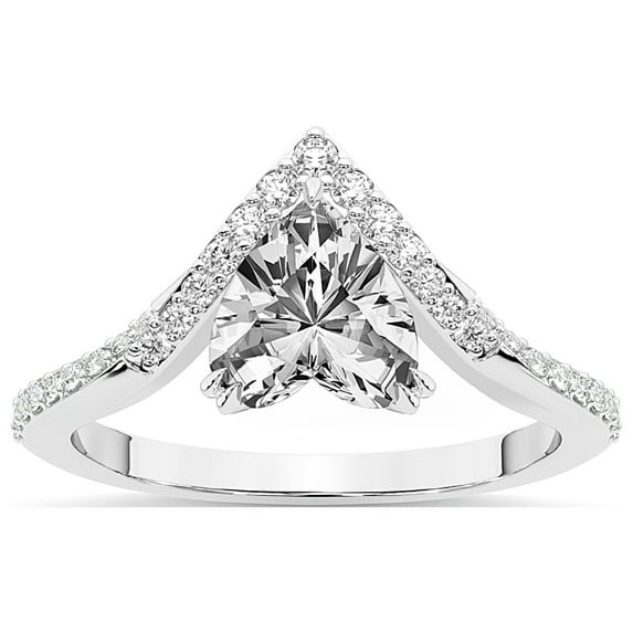 Heart Shape 3 Carat IGI Certified Lab Grown Diamond Ring | 14K White Gold | Athena Chevron Twist Diamond Ring | FG-VS1-VS2 Quality Friendly Diamonds
