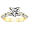 thumbnail image 1 of Heart Shape 5 Carat IGI Certified Lab Grown Diamond Ring | 14K Yellow Gold |Dua Side Stone Knife Edge Diamond Ring | FG-VS1-VS2 Quality Friendly Diamonds, 1 of 5