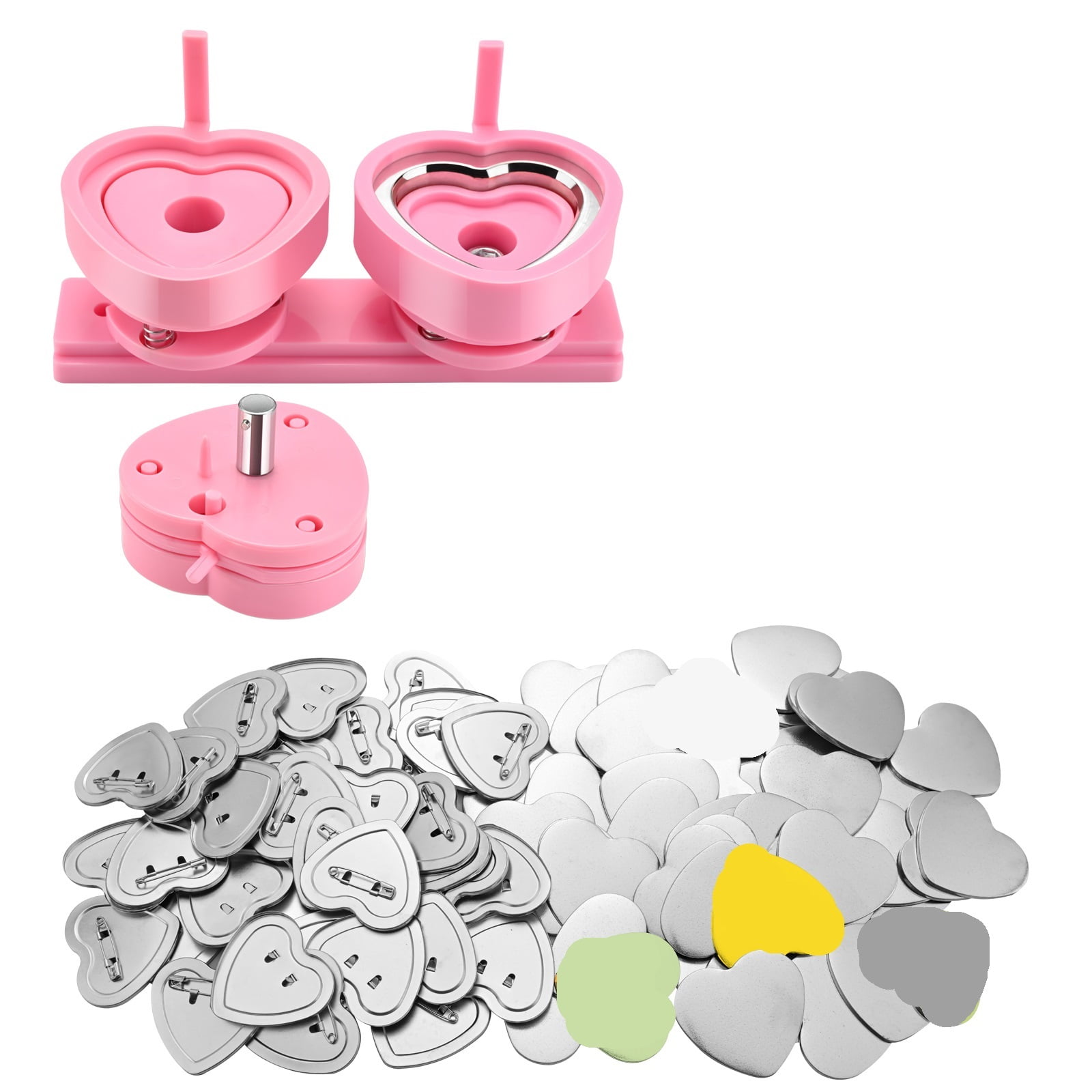 Heart Shape 57mm Badge Pin Button Maker Die Mold, Button Making Badge Punch Press Machine ,Beginner-Friendly