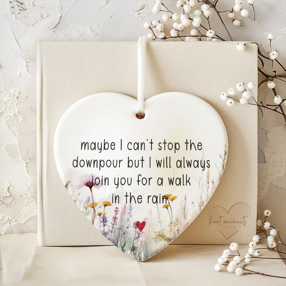 Heart Shape Acrylic Friendship Ornament, Inspirational Quote Keepsake Decor, Car Rearview Mirror Charm, Christmas Tree Hanging Accent, Gift for Beloved Friend