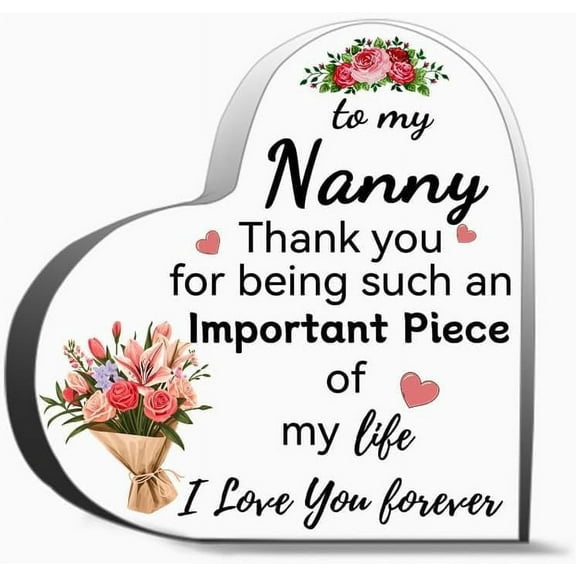 Heart Shape Acrylic Sign Nanny Mother's Gifts Granny Gift for Birthday Women Desk Sign Decoration Christmas For Friends, Gifts For Family Coworker Home Decorative Signs,4x4 inch
