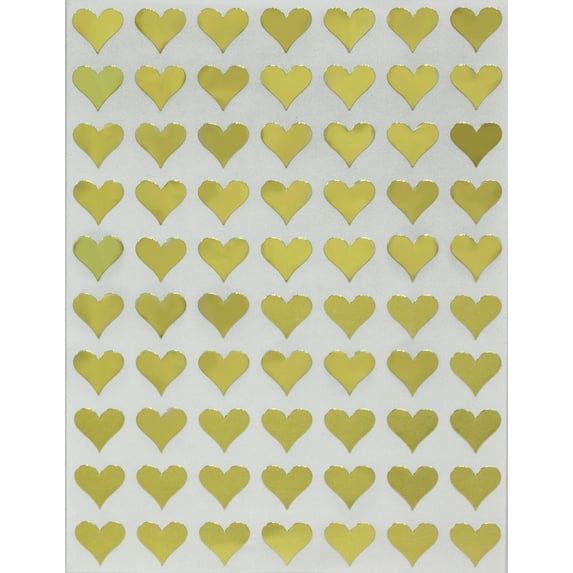 Heart Shape Adhesive Label 13mm (1/2) 0.5 inch Metallic Gold Hearts stickers for envelopes, invitation seals, gift packaging, boxes and bags - 1050 pack by Royal Green