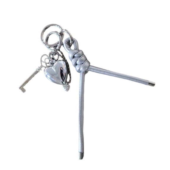 Heart Shape Alloy Charm PU Leather Rope Keyring Multi Purpose Decorative Item