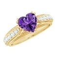 thumbnail image 1 of Rosec Jewels Natural Amethyst Heart Engagement Ring 2 Carat - AAA Grade - Vintage Style Amethyst Diamond Ring - with Jewelry Box, 14K Yellow Gold, US 5.50, 1 of 8