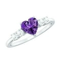thumbnail image 1 of Rosec Jewels Amethyst Heart Engagement Ring for Women - 0.9 Carat - AAA Grade - Amethyst Ring with Diamond- with Jewelry Box, 10K White Gold, US 9.00, 1 of 8