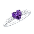 thumbnail image 1 of Rosec Jewels Amethyst Heart Promise Ring for Women - 0.9 Carat - AAA Quality - Amethyst and Diamond Ring - with Jewelry Box, 18K White Gold, US 3.00, 1 of 8