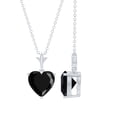 thumbnail image 1 of Rosec Jewels Natural Black Onyx Heart Pendant Necklace for Women - 8 mm - AAA Grade - 2 Carat - Solitaire Pendant with Chain, 925 Sterling Silver, 1 of 8