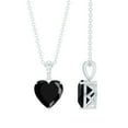 thumbnail image 1 of Rosec Jewels Heart Shape Black Onyx Solitaire Pendant with Diamond for Women (8 mm), 925 Sterling Silver, 1 of 8