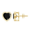 thumbnail image 1 of Rosec Jewels Heart Shape Black Onyx Solitaire Stud Earrings for Women - 7 mm - AAA Grade, 18K Yellow Gold, 1 of 9