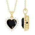 thumbnail image 1 of Rosec Jewels Heart Shape Black Spinel Pendant Necklace with Moissanite Halo (8 mm, AAA Grade), 10K Yellow Gold, 1 of 8