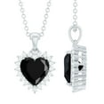 thumbnail image 1 of Rosec Jewels Natural Black Spinel Heart Pendant Necklace with Halo - 2 Carat - 8mm - AAA Quality - with Jewelry Box, 18K White Gold, 1 of 6
