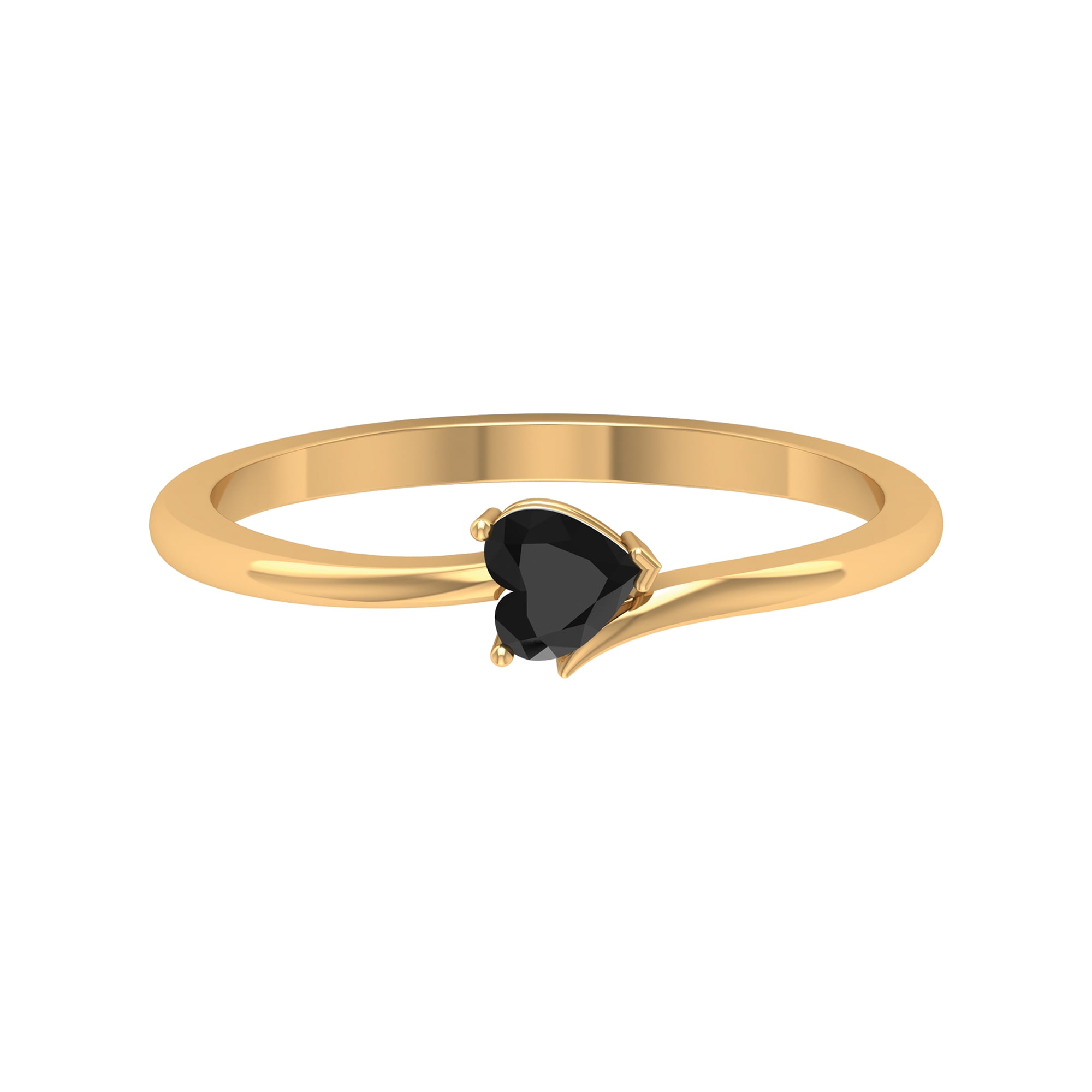 Heart Shape Black Spinel Promise Ring for Women August Birthstone Ring 14K Yellow Gold US 6.00 Walmart Business Supplies