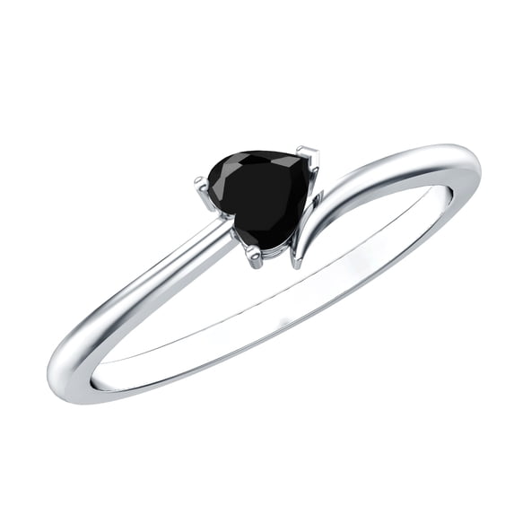 Rosec Jewels Heart Shape Black Spinel Promise Ring for Women, August Birthstone Ring, 925 Sterling Silver, US 4.00