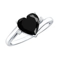 thumbnail image 1 of Rosec Jewels Real Black Spinel Heart Engagement Ring with Diamond (2 Ct - AAA Quality - August Birthstone) - with Jewelry Box, 925 Sterling Silver, US 4.00, 1 of 8