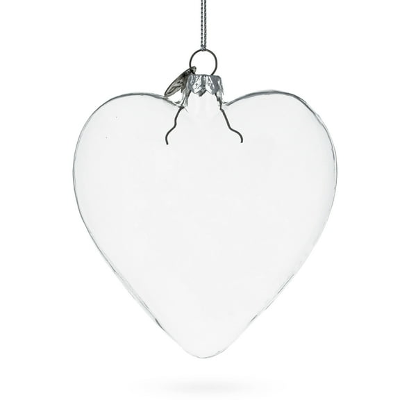 Heart Shape Clear Glass Christmas Ornament 4.1 Inches (105 mm)
