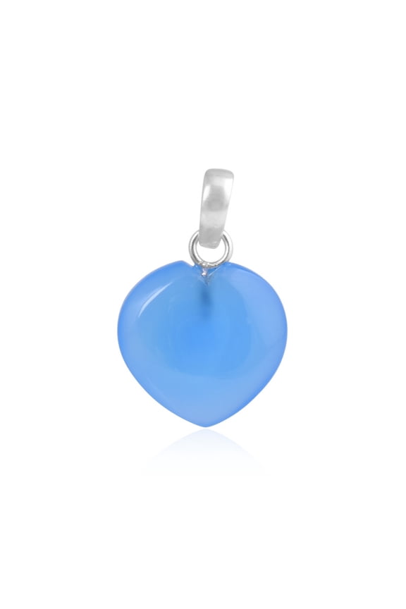 Heart Shape Blue Chalcedony Stone Pendant