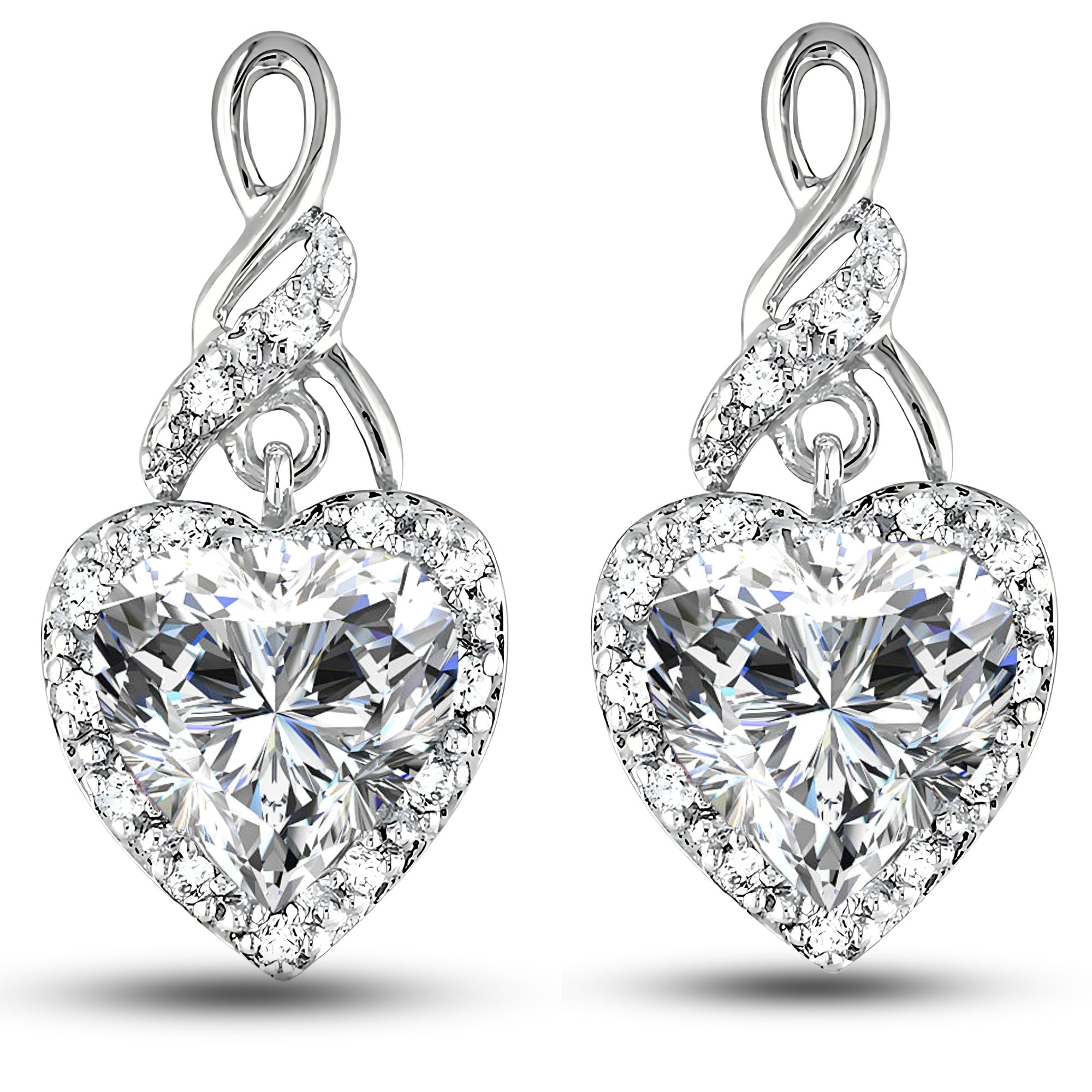 Heart Shape Blue Cz Drop Stud Earrings Womens Ginger Lyne Collection